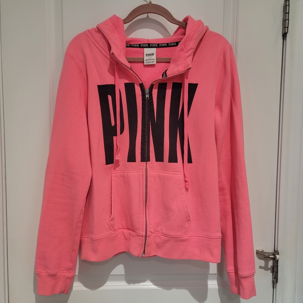 Fabulous VS PINK NEON Hoodie Zip Sweat Jacket L